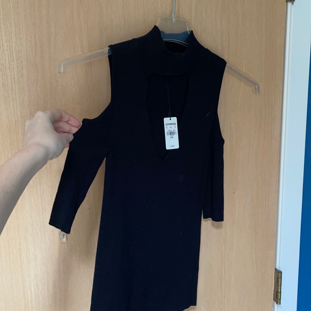 Black cold shoulder cut out sweater